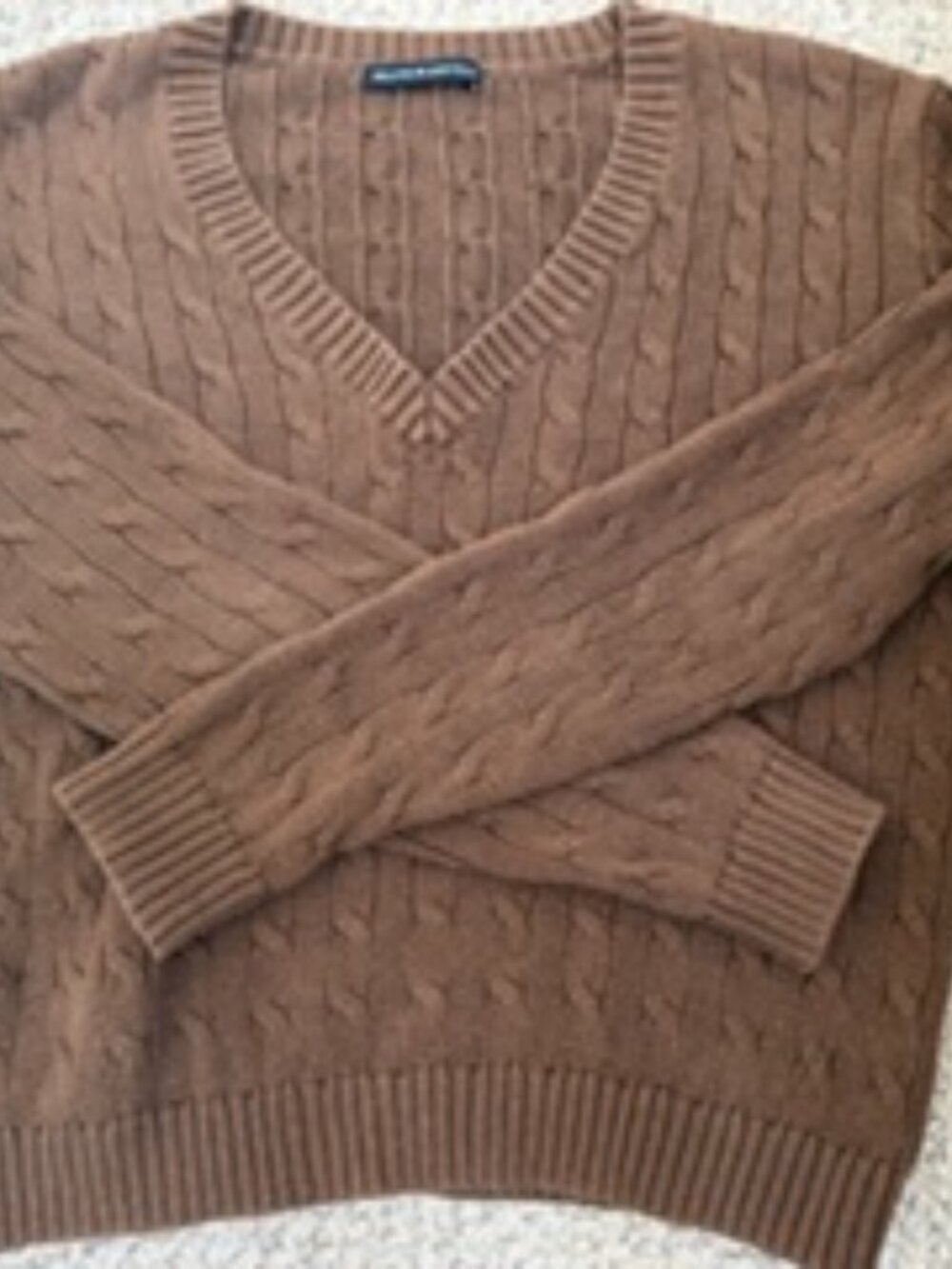 Brandy Melville Brown V-Neck Cable Sweater